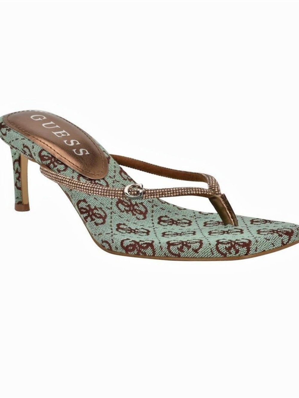Guess Mayan Rhinestone Thong Kitten Heel Sandals